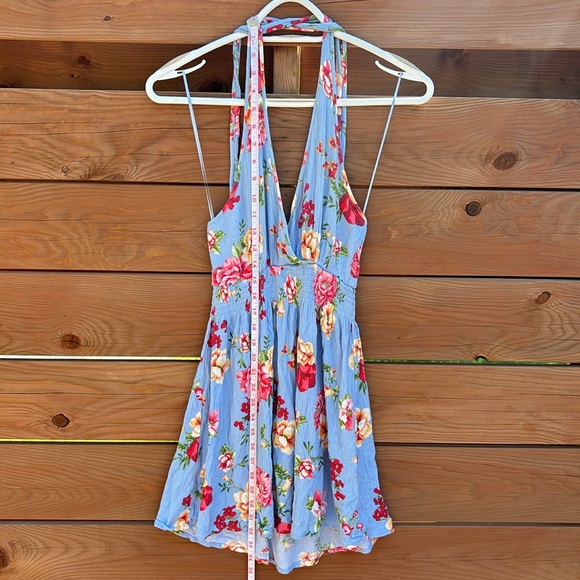 Summer dress, size small, blue with floral pattern. - Picture 3 of 6